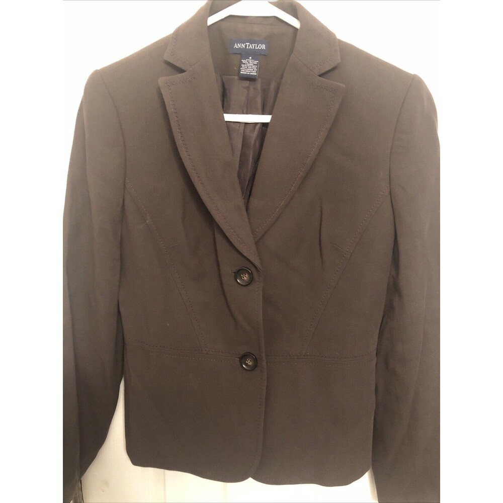 Ann Taylor 2 Button Blazer Jacket No Pockets Brown Size 4